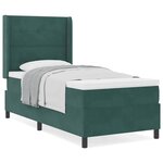 vidaXL Lit à ressorts avec tête de lit Vert foncé 90 x 190 cm Velours