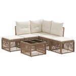 vidaXL Ensemble de canapé de jardin 6 Pièces Beige polyrotin