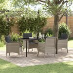 vidaXL Ensemble de salle à manger de jardin 5 pièces avec coussins en gris clair poly rattan