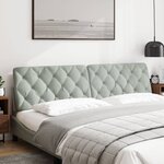 vidaXL Coussin de tête de lit gris clair 193 cm velours