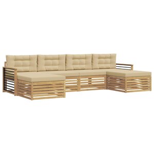 vidaXL Ensemble de canapés d'extérieur 6 pc Blanc et Beige