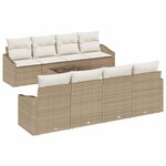 vidaXL Ensemble de Canapés avec coussin 7 Pièces Beige et crème polyrotin