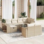 vidaXL Salon de jardin 11 Pièces avec coussins beige résine tressée