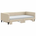 vidaXL Lit de jour avec gigogne et matelas crème 100x200 cm tissu