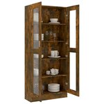 vidaXL Armoire à vitrine Chêne fumé 82 5x30 5x185 cm Bois ingénierie