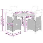 vidaXL Ensemble de bistro de jardin 5 Pièces coussins gris poly rotin