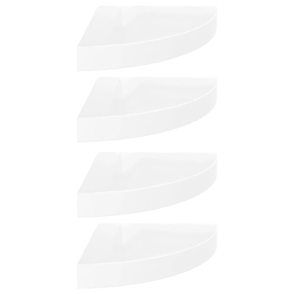 vidaXL Étagères d'angle flottantes 4Pièces blanc brillant 25x25x3 8cm MDF