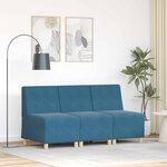 vidaXL Unité de Sofa Modulaire Sans Accoudoirs 3 Pièces Bleu