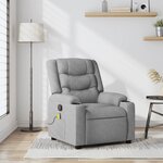 vidaXL Fauteuil inclinable de massage en tissu gris clair