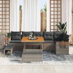 vidaXL Ensemble de canapé de jardin 9 Pièces Gris polyrotin