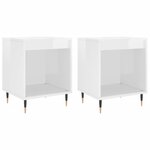 vidaXL Tables de chevet 2 Pièces blanc brillant 40x35x50 cm