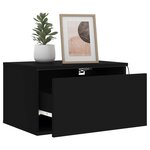 vidaXL Table de chevet murale avec lumières LED noir