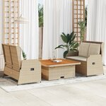 vidaXL Salon de jardin avec coussins 3 Pièces beige résine tressée