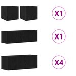 vidaXL Ensemble meuble TV 7 pièces - Mur à mur  Chêne noir  Bois reconstitué.