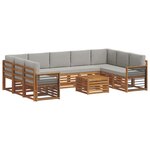 vidaXL Ensemble de canapés d'extérieur 10 pc Naturel et gris clair