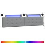 vidaXL Tête de lit suspendue Avec lumière LED Gris clair Tissu