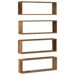 Étagères murales vidaXL 4 Pièces en bois ancien 80x15x26 cm en bois d'ingénierie