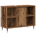 vidaXL Coiffeuse Rustique de Salle de Bain Bois Vieilli Bois Massif Moyen