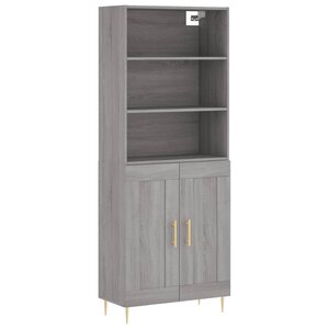 vidaXL Buffet haut Sonoma gris 69 5x34x180 cm Bois d'ingénierie
