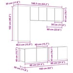 vidaXL Unité murale de TV 5 Pièces Chêne artisanal Bois d'ingénierie