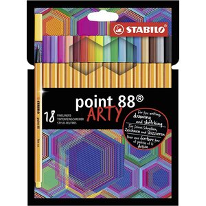 Etui 18 stylos feutres point 88 arty pointe fine assorties x 6 stabilo