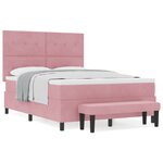 vidaXL Lit à Ressorts avec Matelas & Banc Rose 140x200 cm Velours