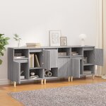 vidaXL Buffets 3 Pièces sonoma gris 60x35x70 cm bois d'ingénierie