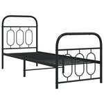 vidaXL Cadre de lit métal avec tête de lit/pied de lit noir 75x190 cm
