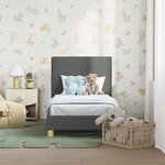 vidaXL Cadre de lit pour tout-petit avec tête de lit Gris foncé tissu