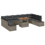 vidaXL Ensemble de salle à manger de jardin 11 pièces avec coussins en poly rattan gris et acacia