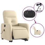 vidaXL Fauteuil inclinable de massage électrique Crème Tissu