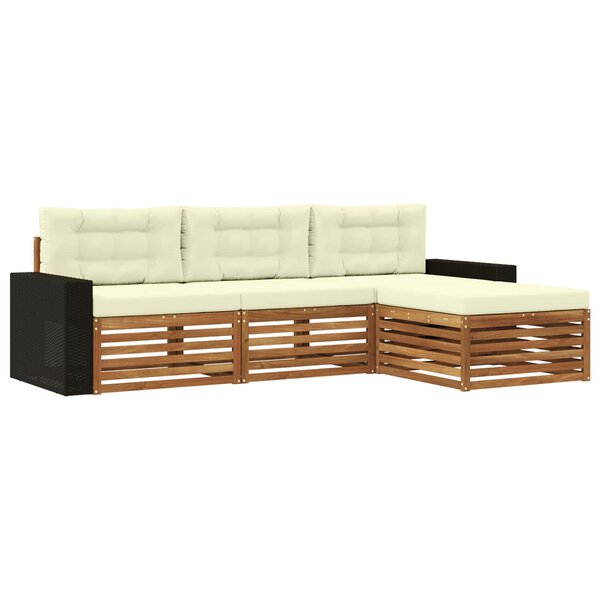 vidaXL Ensemble de canapés d'extérieur 4 pc Naturel et Crème Polyester