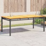 vidaXL Table de jardin noir 180x90x75 cm résine tressée et bois acacia