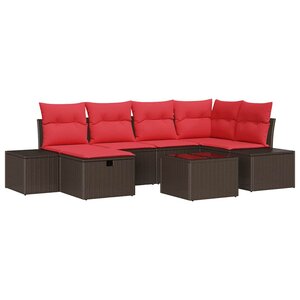 vidaXL Ensemble de canapé de jardin 7 Pièces Marron 55 x 62 x 69 cm