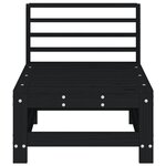 vidaXL Canapé central de jardin noir bois de pin massif