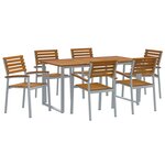 vidaXL Ensemble de salle à manger de jardin 7 pièces en bois d'acacia massif et métal
