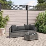 vidaXL Salon de jardin 4 Pièces avec coussins gris résine tressée