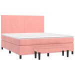 vidaXL Sommier à lattes de lit avec matelas Rose 160x200 cm Velours