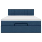 vidaXL Lit ottoman avec matelas et LED bleu 140x190 cm tissu