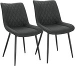 Lot de 2 chaises de salle à manger chaises de cuisine assise en tissu pied en métal anthracite 19_0000187