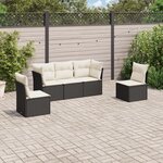 vidaXL Salon de jardin 5 Pièces avec coussins noir résine tressée