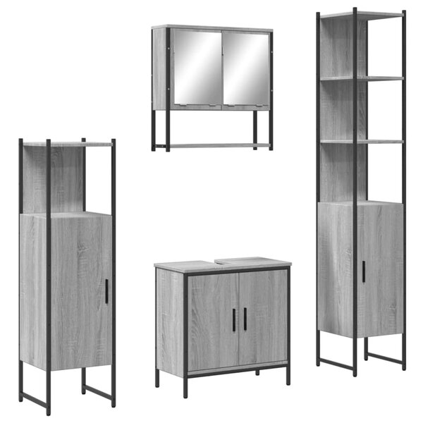 vidaXL Ensemble de meubles de salle de bain 4 Pièces Sonoma gris