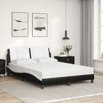 vidaXL Cadre de lit sans matelas Zadar noir et blanc 140x190 cm similicuir