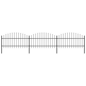 vidaXL Clôture de jardin à dessus en lance Acier (1-1 25)x5 1 m Noir