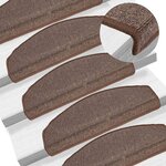 vidaXL Tapis d'escalier 30 pièces 65 x 24 x 4 cm Marron café Demi-rond Grand