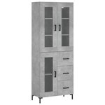 vidaXL Buffet haut Gris béton 69 5x34x180 cm Bois d'ingénierie