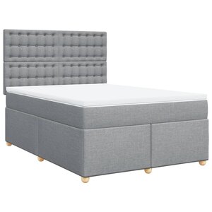 vidaXL Sommier à lattes de lit avec matelas Gris clair 160x200cm Tissu
