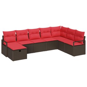 vidaXL Ensemble de Canapés avec coussin avec stockage Marron polyrotin