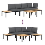 vidaXL Salon de jardin 4 Pièces avec coussins noir aluminium