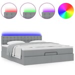 vidaXL Lit ottoman avec matelas et LED Gris clair 180x200 cm tissu